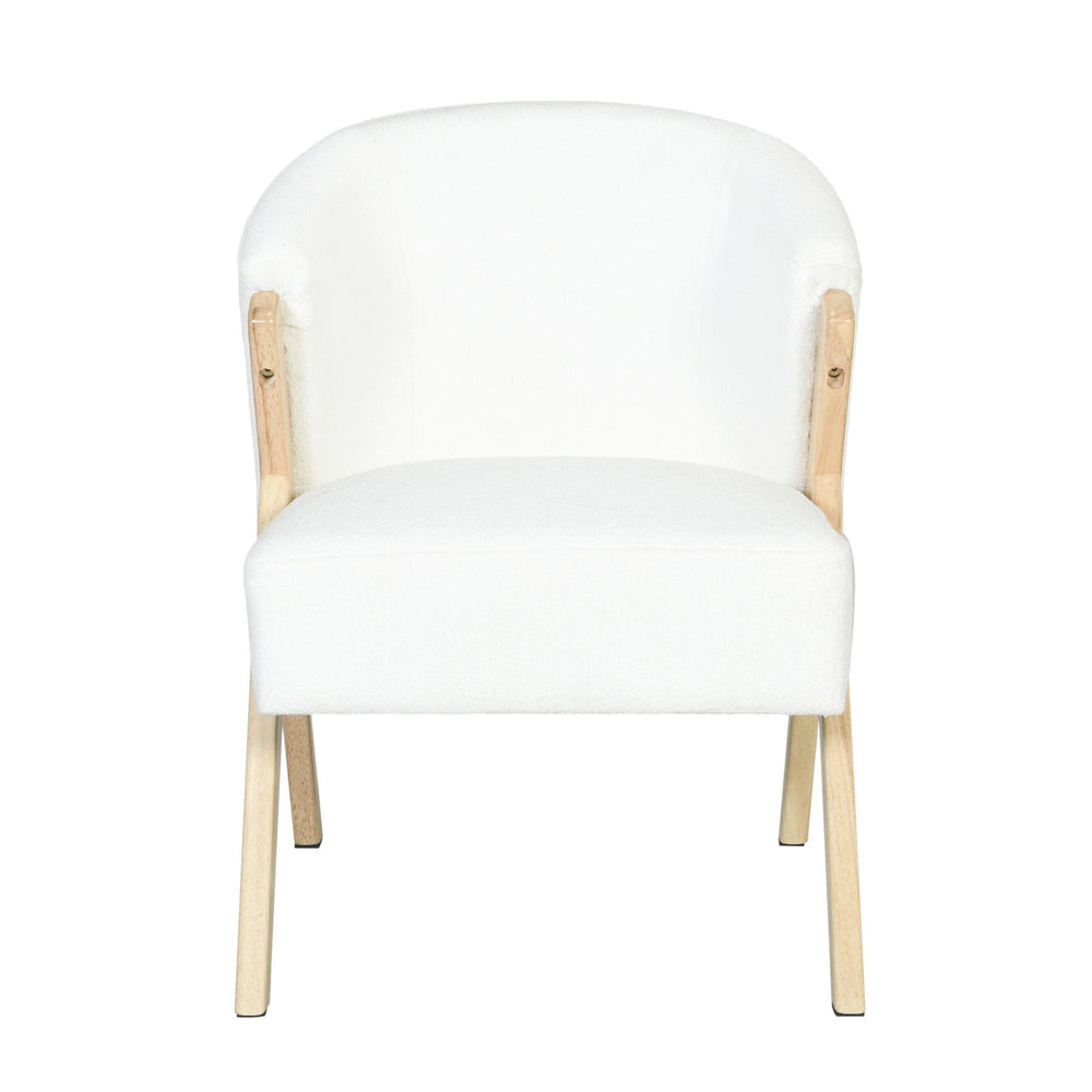 English Elm Christopher Knight Home® - Modern Sculpted Accent Chair with White Polyester, Solid Wood Frame, Curved Back Ergonomic Flair N767P203866W