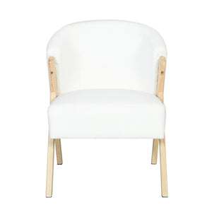 English Elm Christopher Knight Home® - Modern Sculpted Accent Chair with White Polyester, Solid Wood Frame, Curved Back Ergonomic Flair N767P203866W