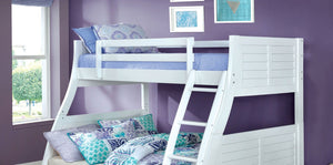 English Elm Twin Over Full Transitional Bunk Bed With Trundle, Reversible Ladder, And Safety Guardrails In White B2741S00330-GIGA