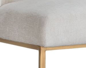 Sunpan NEVIN Lounge Chair - Modern Design in Polo Club Muslin with Antique Brass Legs for Stylish Comfort 105093