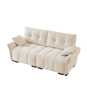 English Elm Premium Chenille Two Seater Sofa Tufted Arms Ergonomic Foam Living Room Lounge White W714S01631
