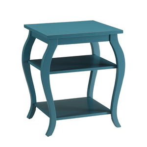English Elm Square Modern Reversible End Table with Two Open Shelves for Flexible Storage and Stylish Living Room Teal B016P310260