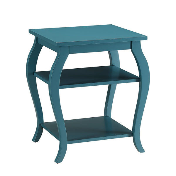 English Elm Square Modern Reversible End Table with Two Open Shelves for Flexible Storage and Stylish Living Room Teal B016P310260
