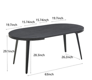English Elm Extendable modern dining and office table with sturdy metal legs, MDF top, easy assembly, versatile design Black W234P288307