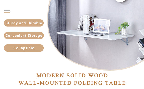 English Elm Laundry Wall-Mounted Folding Table - Space-Saving Workstation For Home, Garage, Office & More! W3226P278936