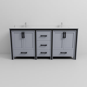 English Elm Dark Grey Double Bath Vanity 72" W X 22" D With Durable White Quartz Top & Stylish Faucet Set B2731P260636