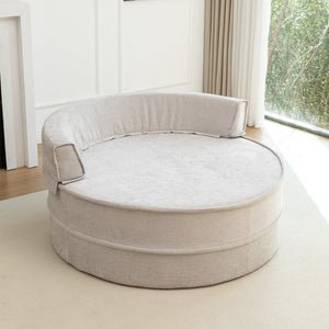 English Elm Oversized Chenille Barrel Lounge Chair with Ottoman and Five Throw Pillows W1170P283149