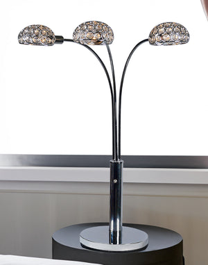English Elm 1pc Modern Multi-Head Floor Lamp with Crystal-Encrusted Shades, Adjustable Height, Dimmer Control Silver 30 L x 18 W x 3.34 H B2741P290164