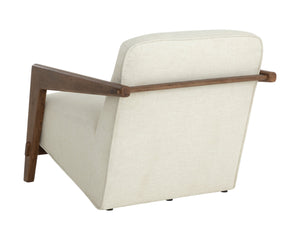 Sunpan Bosco Lounge Chair - Mid-century Modern Design With Plush Geralt Linen Upholstery & Oak Frame Cream Fabric 111960