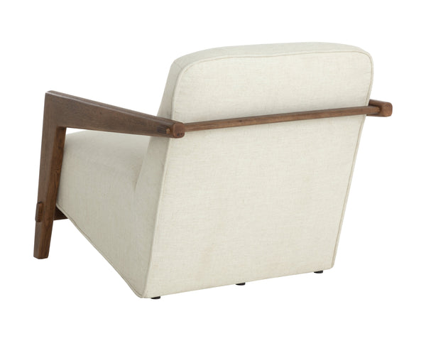 Sunpan Bosco Lounge Chair - Mid-century Modern Design With Plush Geralt Linen Upholstery & Oak Frame Cream Fabric 111960