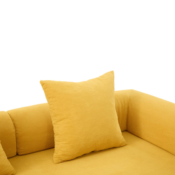 English Elm UNITED modular foldable sofa with metal frame, corduroy upholstery, side pocket & quick assembly convenience Mustard yellow W1568P375635