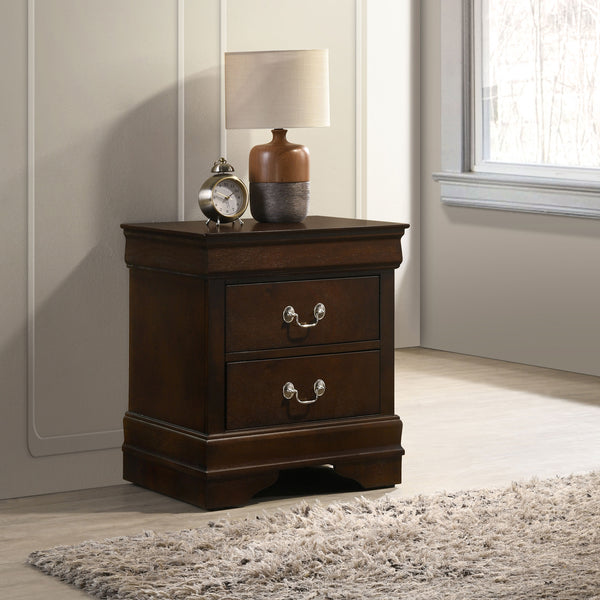 English Elm Demetra Cappuccino Nightstand with 2 Drawers, Vintage Bail Handles, Tapered Legs, Warm Espresso Finish B062P328728