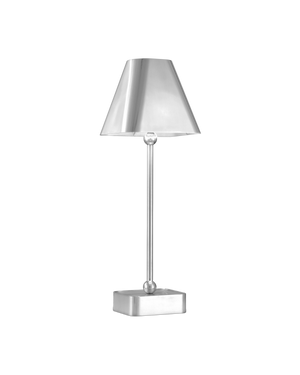 Currey & Company Gadabout Nickel Cordless Table Lamp - Sleek Rechargeable Design For Effortless Room Versatility Silver Metal 6700-0012-currey-company