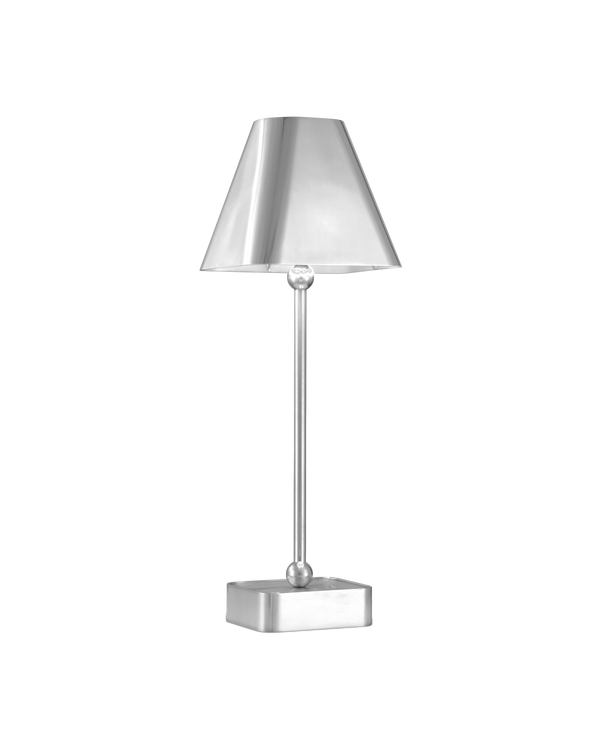 Currey & Company Gadabout Nickel Cordless Table Lamp - Sleek Rechargeable Design For Effortless Room Versatility Silver Metal 6700-0012-currey-company