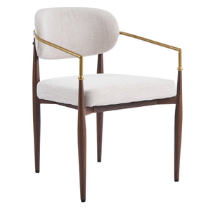 English Elm Fabric Upholstered Dining Chairs Glam Set of Two with Gold Accents Iron Frame N768P379506W