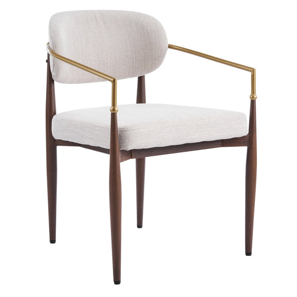 English Elm Fabric Upholstered Dining Chairs Glam Set of Two with Gold Accents Iron Frame N768P379506W
