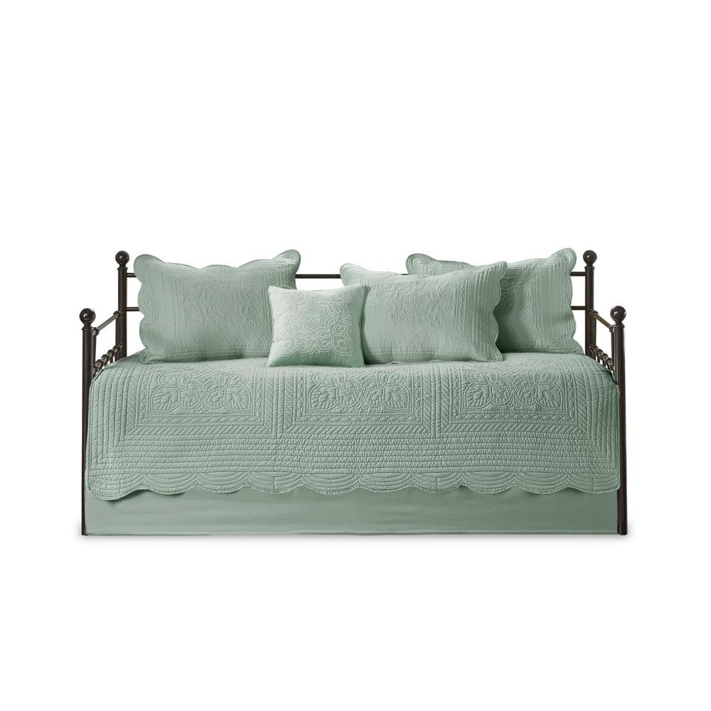 English Elm 6 Piece Reversible Scalloped Edge Daybed Cover Set with Antimicrobial Protection, Cottage Chic Elegance Seafoam 17.72 L x 15.75 W x 8.27 H B03597554