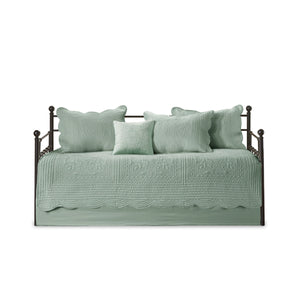 English Elm 6 Piece Reversible Scalloped Edge Daybed Cover Set with Antimicrobial Protection, Cottage Chic Elegance Seafoam 17.72 L x 15.75 W x 8.27 H B03597554
