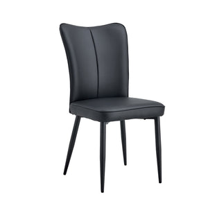 English Elm Table and Chair Set Modern Marble Glass Top with Black Metal Legs Pu Dining Chairs W1151S04659