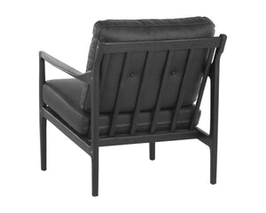 Sunpan Gilmore Lounge Chair - Bold Mid-Century Design with Solid Oak Frame and Luxurious Leather Seatback Black / Black Leather