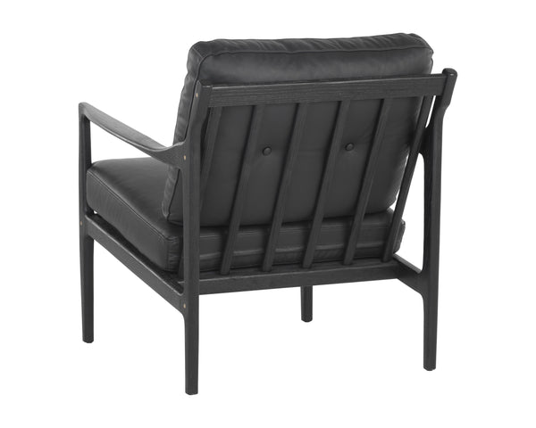 Sunpan Gilmore Lounge Chair - Bold Mid-Century Design with Solid Oak Frame and Luxurious Leather Seatback Black / Black Leather