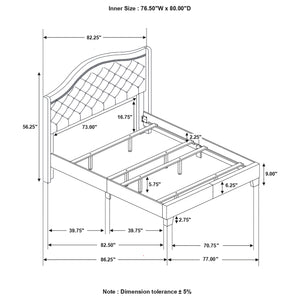 English Elm Maassluis Upholstered Eastern King Bed with Curved Button-Tufted Headboard and Nailhead Trim Delight Grey B062P346523