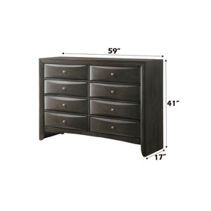 English Elm Ireland Eight-Drawer Dresser with Okume Veneer Top, Brushed Nickel Knobs and Durable Wood Frame Gray 61 L x 19 W x 45 H B2726P257382