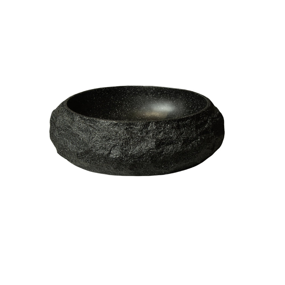 English Elm Luna 18" Bathroom Sink Irregular Oval Resin Vessel with Stone Pattern Artistic Durable Finish Dark Gray W2615P346505