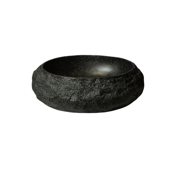 English Elm Luna 18" Bathroom Sink Irregular Oval Resin Vessel with Stone Pattern Artistic Durable Finish Dark Gray W2615P346505