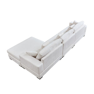 English Elm 148.03'' Mid Century Modern 4 Seat Sectional Sofa with Reversible Chaise for Living Room Beige W876S00327