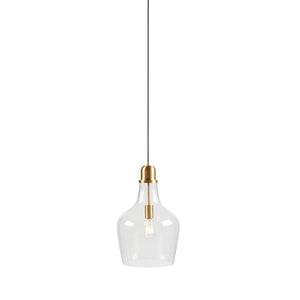 English Elm Bell Bell Shaped Glass Pendant Light Gold & Clear 13" Shade, 93" Drop, Iron Base, Modern Luxe B035P264532