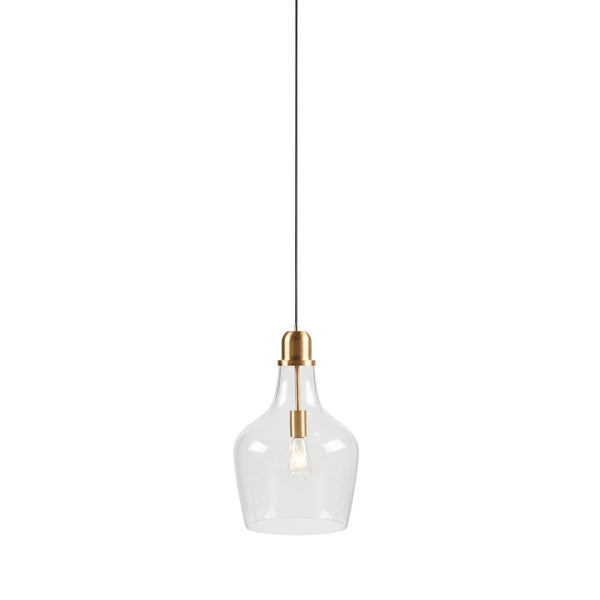 English Elm Bell Bell Shaped Glass Pendant Light Gold & Clear 13" Shade, 93" Drop, Iron Base, Modern Luxe B035P264532