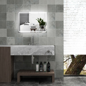 English Elm HOMCOM LED Bathroom Mirror 31.5"x23.5" Touch Dimmable, 3 Color Temps, Memory, IP44 Waterproof W2225P173993