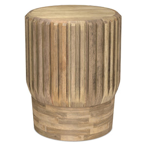 English Elm Lyall Solid Mango Wood Round Side Table with Fluted Column Design for Any Room B136P419901