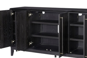 English Elm Peppercorn Server with 4 Storage Cabinets, Elm Veneer Finish, Power-Ready Design & Custom Hardware Black 68 L x 22 W x 34 H B2699P237504
