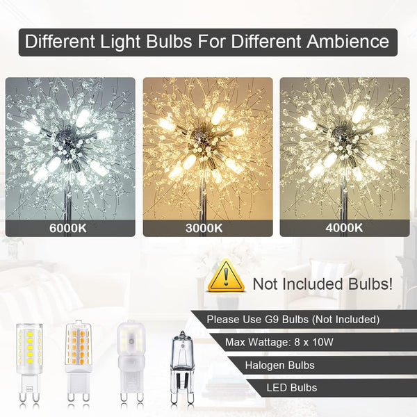 English Elm Crystal Floor Lamp - 69" Modern Chrome Standing Light With 32 Firework Crystals For Elegant Decor W2738P185397