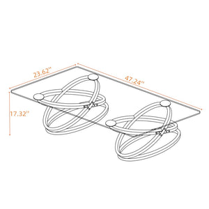 English Elm 31.50'' Sculptural Chrome Ring Base Coffee Table Gray Tempered Glass Luxury Living Room W757P412783