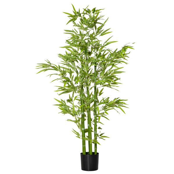 English Elm HOMCOM 5FT Artificial Bamboo Tree in Nursery Pot with 924 Realistic Leaves, Low-Maintenance Green Décor W2225P217276