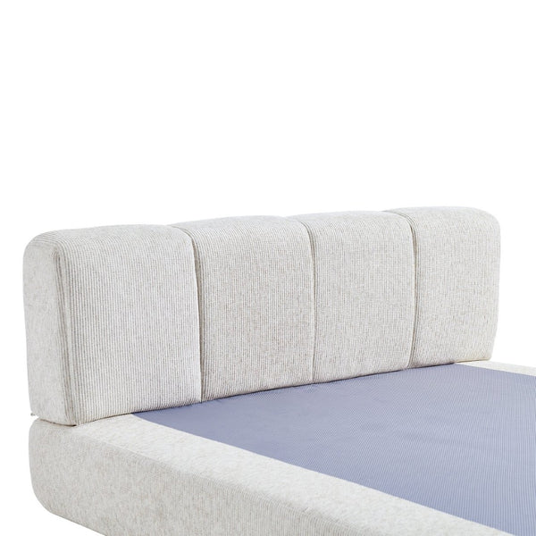 English Elm Queen Chenille Upholstered Cloud Platform Bed No Assembly Low Profile Modern Foundation Cream W1765P448448