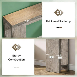English Elm Hall Console Table Industrial Rustic Two Tier Wood Tone Metal Frame Entryway Sofa Gray T3971P453177
