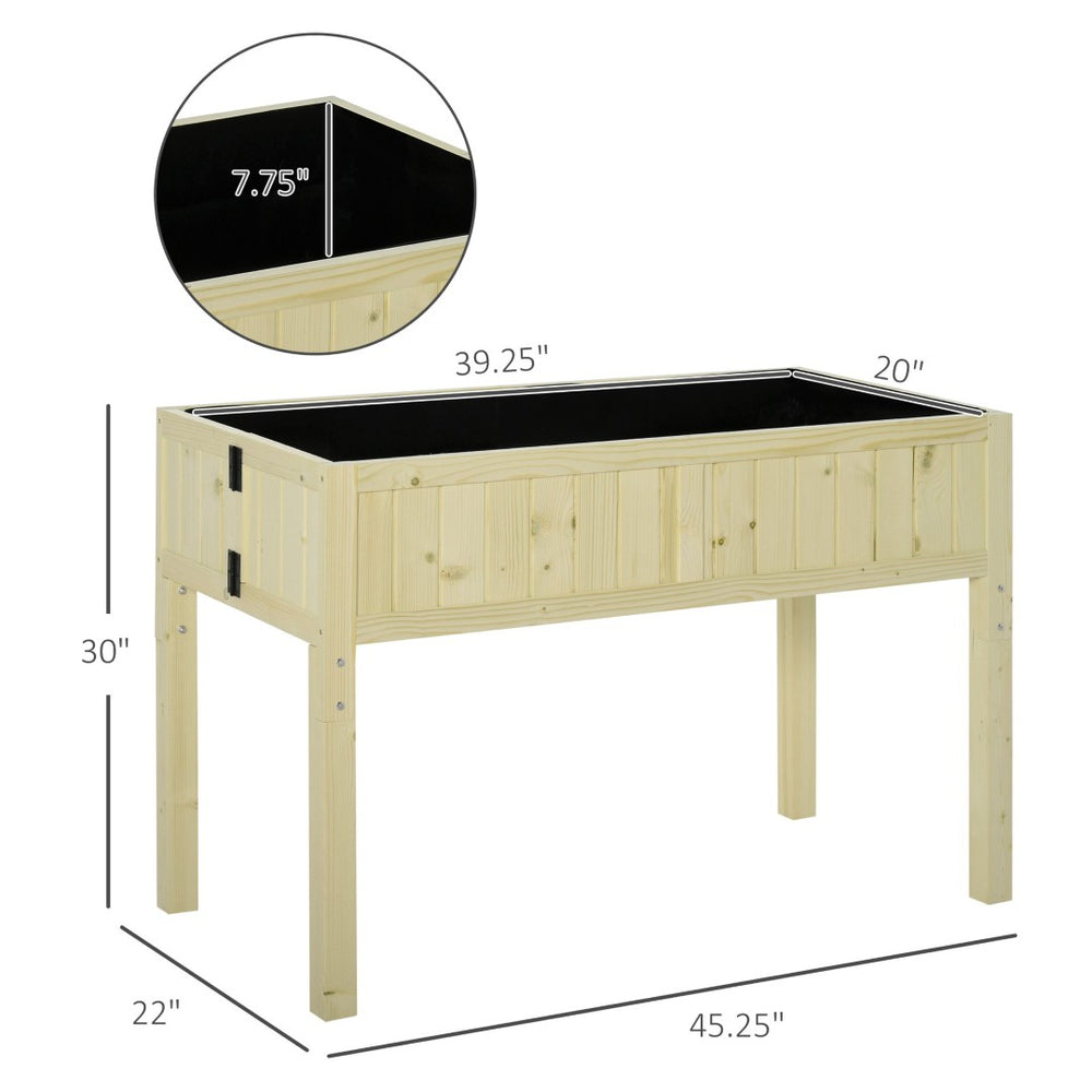 English Elm Garden Elevated Fir Wood Planter Box with Foldable Frame for Patio or Balcony T3971P388935