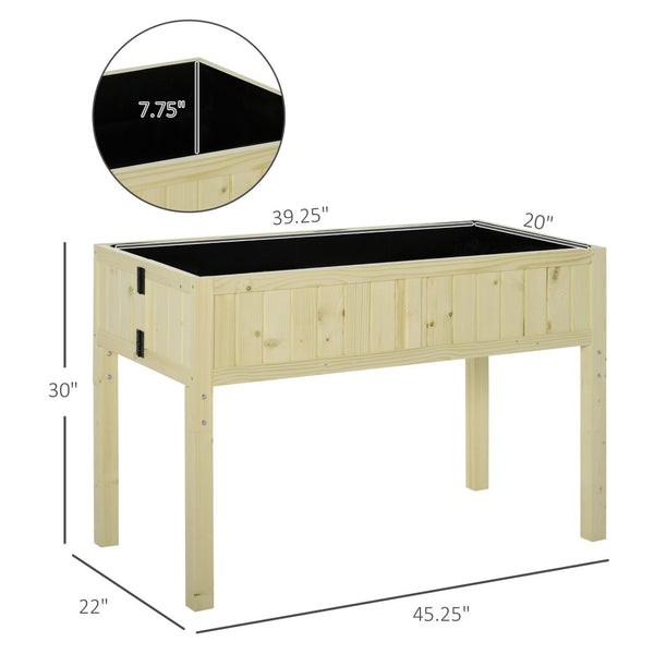 English Elm Garden Elevated Fir Wood Planter Box with Foldable Frame for Patio or Balcony T3971P388935