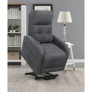 English Elm Lyle Charcoal Power Lift Massage Chair with Heat, USB Remote, Gel Memory Foam & Dual Storage Pockets B062P333409