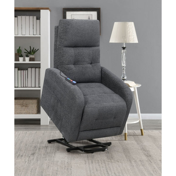 English Elm Lyle Charcoal Power Lift Massage Chair with Heat, USB Remote, Gel Memory Foam & Dual Storage Pockets B062P333409