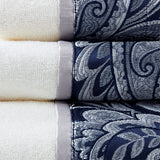 Madison Park Aubrey Traditional 6 Piece Jacquard Towel Set MP73-7451 Navy