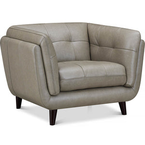 English Elm Solana Top-Grain Leather Chair in Gray — Pocket Coil Cushions, Memory Foam & Kiln-Dried Wood Frame B2705P338093