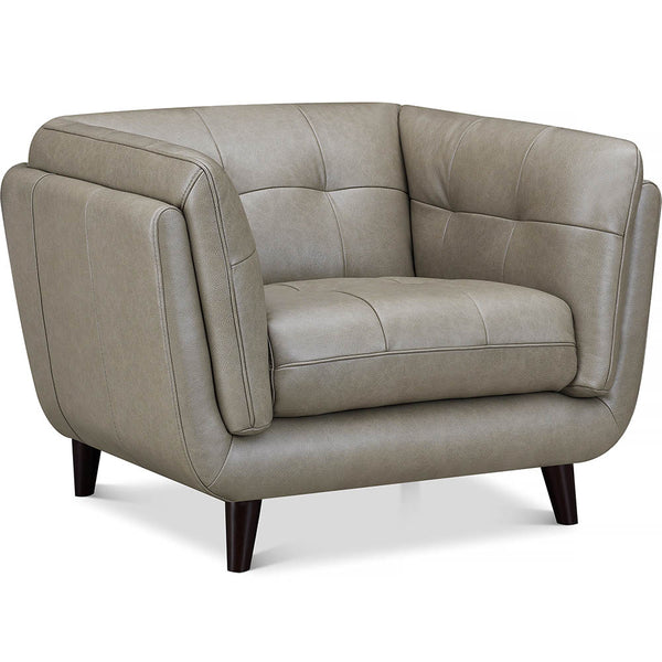 English Elm Solana Top-Grain Leather Chair in Gray — Pocket Coil Cushions, Memory Foam & Kiln-Dried Wood Frame B2705P338093