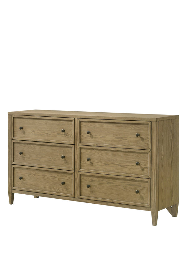English Elm 1pc Rustic 6-Drawer Dresser 63" Wide Tan Beige Natural Woodgrain Finish Sturdy Storage Centerpiece B011P342787