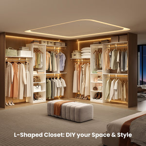 English Elm Closet Organizer Heavy Duty Wood System With Adjustable Rods & Shelves For Space-Saving Solutions T3623P409172