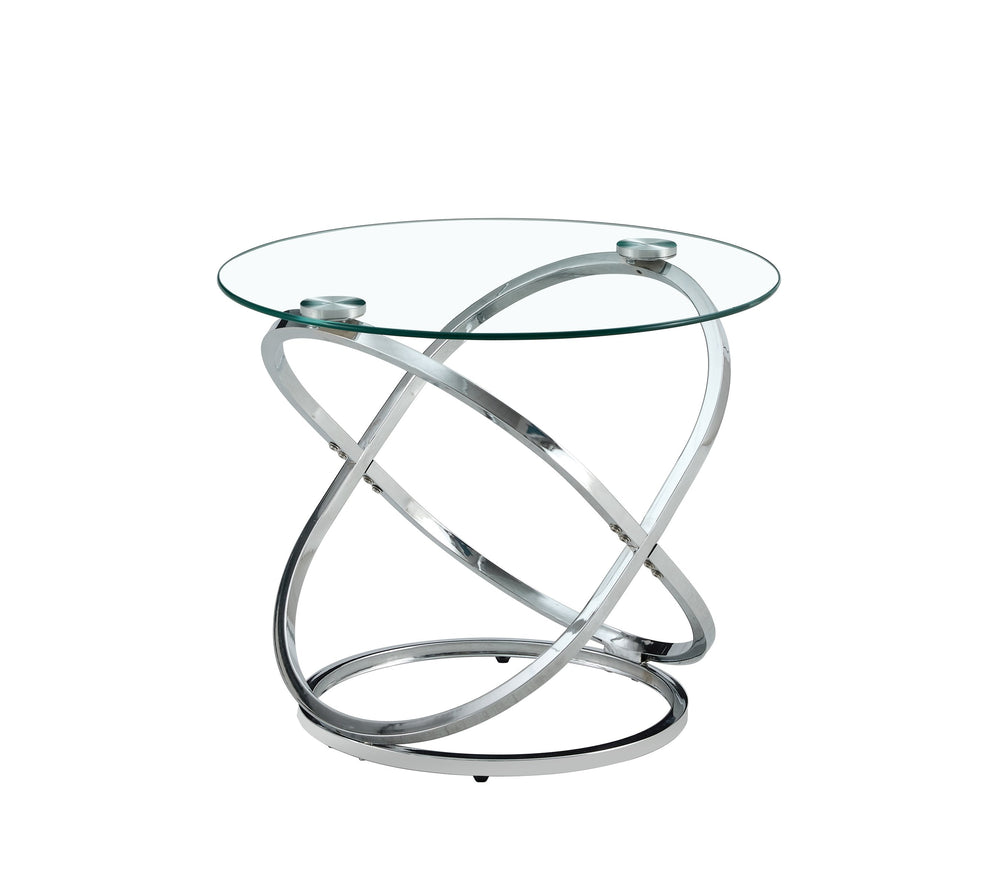 English Elm BLCJ03-SIL100 Round Clear Tempered Glass Coffee Table 80x80x45cm Sleek Modern Minimalist Design, Durable and Crystal-Clear Finish W370134275